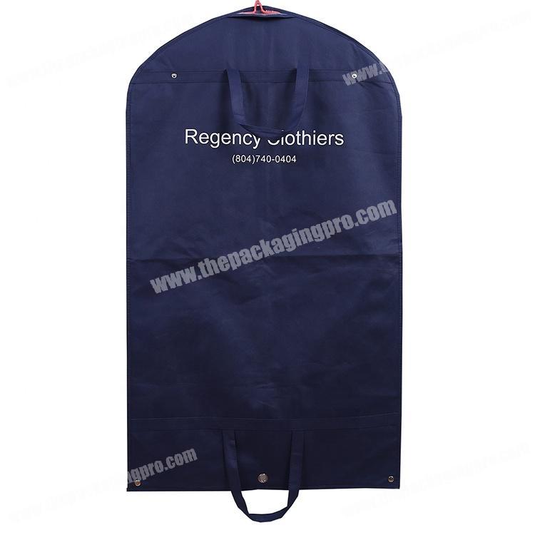 Custom design print blue breathable garment suit cover non woven bag
