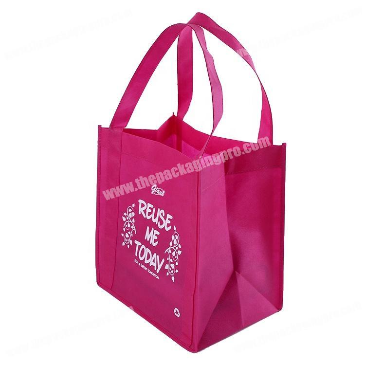 Custom design print pink reusable non woven shopper bag with your logo