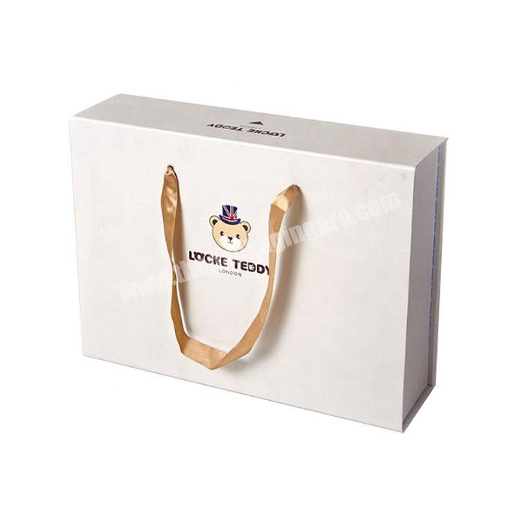 Custom Design Printing Logo Foldable paperboard Packaging Box With ribbon Handle
