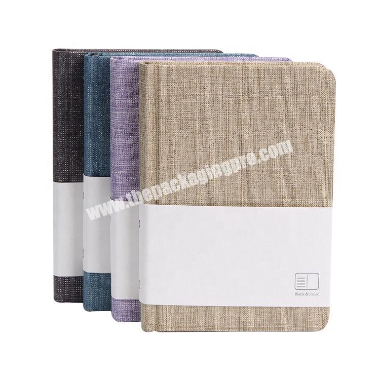Custom Design Small Mini Pocket Size A5 A6 A7 Journal Business Diary Linen Fabric Cover Hardcover Notebook With Ribbon Bookmark