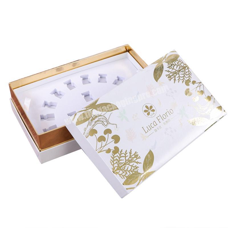 Custom design white make up cosmetic magnetic paper gift box with EVA foam sponge insert