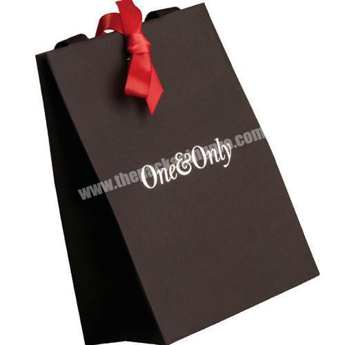 Custom Designed  Paper Shopping  Packaging Bag  With Ribbon handle