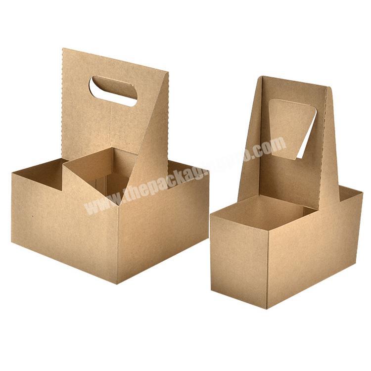 custom Disposable coffee cup carry tray folding take away kraft paper box