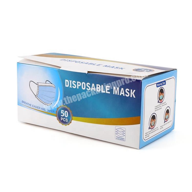 Custom Disposable Recyclable Paper Box For Medecine Packaging 50pcs Surgical face Mask Package Box
