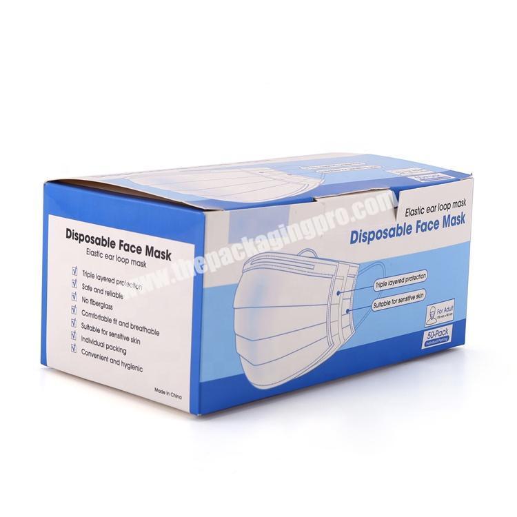 Custom Disposable Recyclable Paper Box For Medecine Packaging  Package Box for 50pcs Surgical face Mask