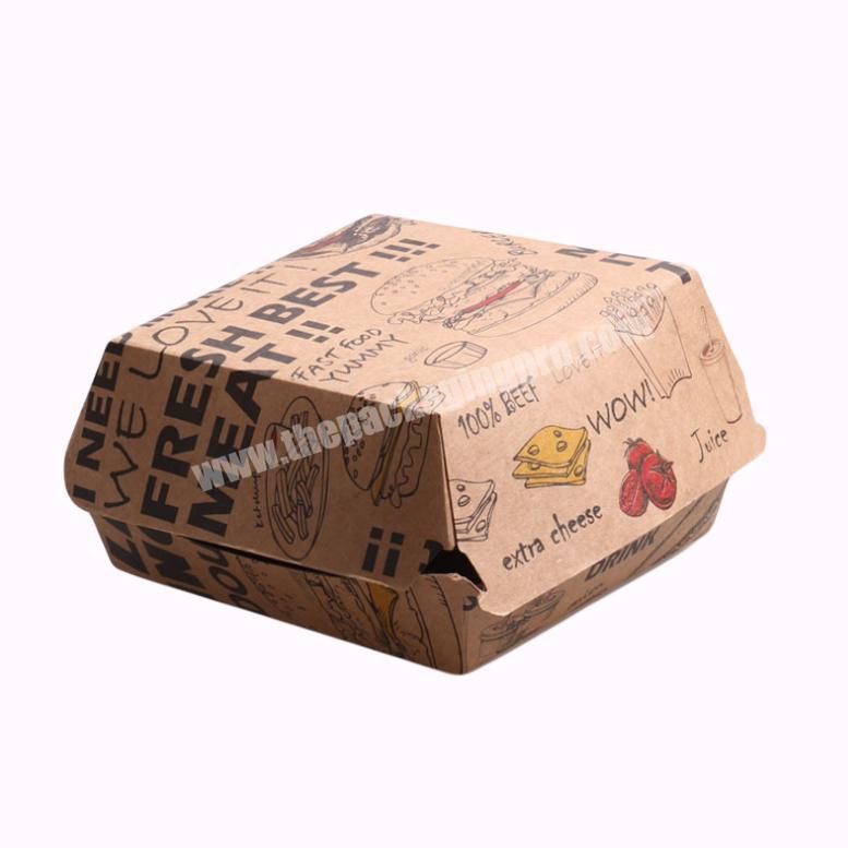 Custom disposable takeaway hamburger box kraft paper hamburger box