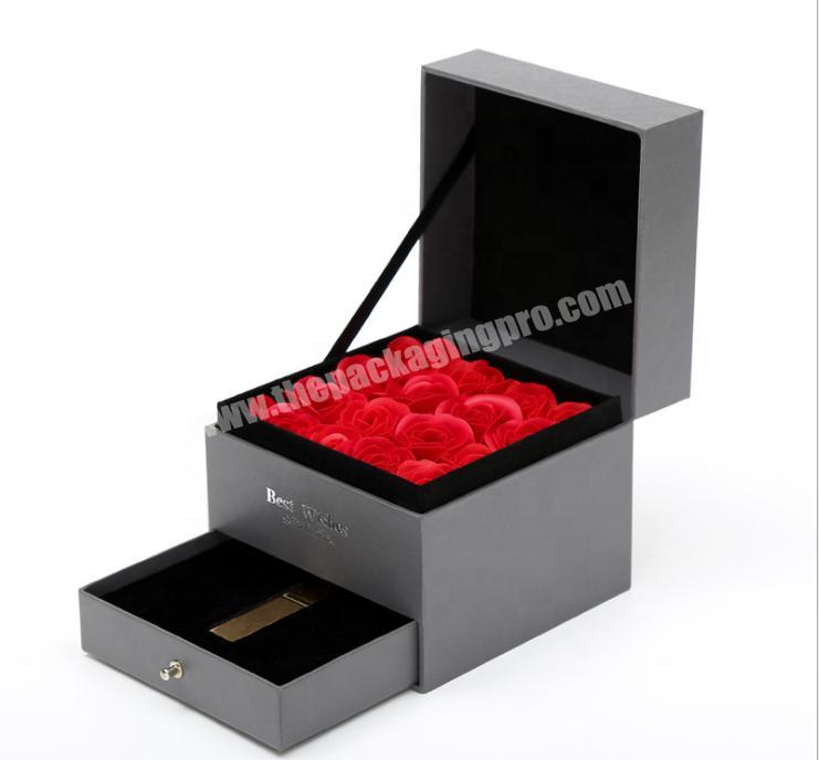 Custom  Double Drawer Necklace Ring Gift Box Packaging Box And Flower Box For Love