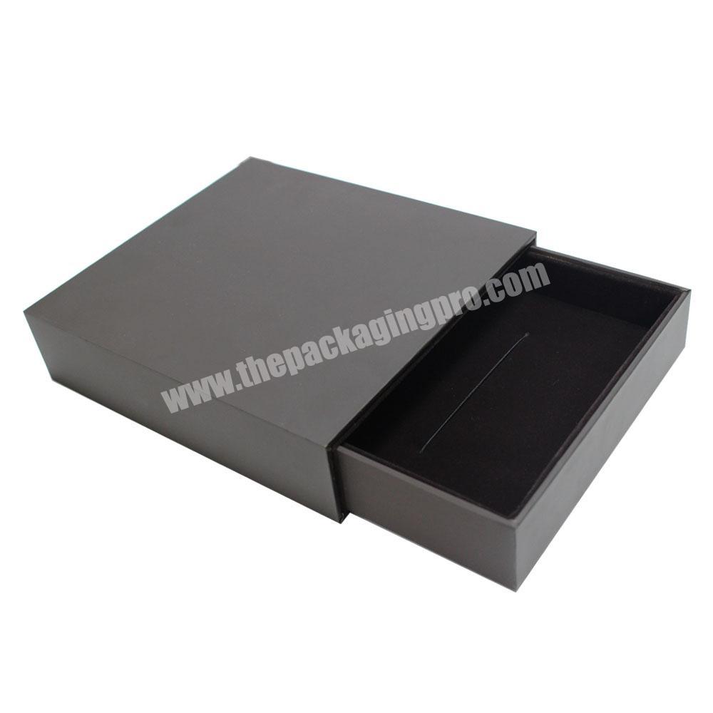 Custom drawer brown leatherette cardboard box with velvet inserts