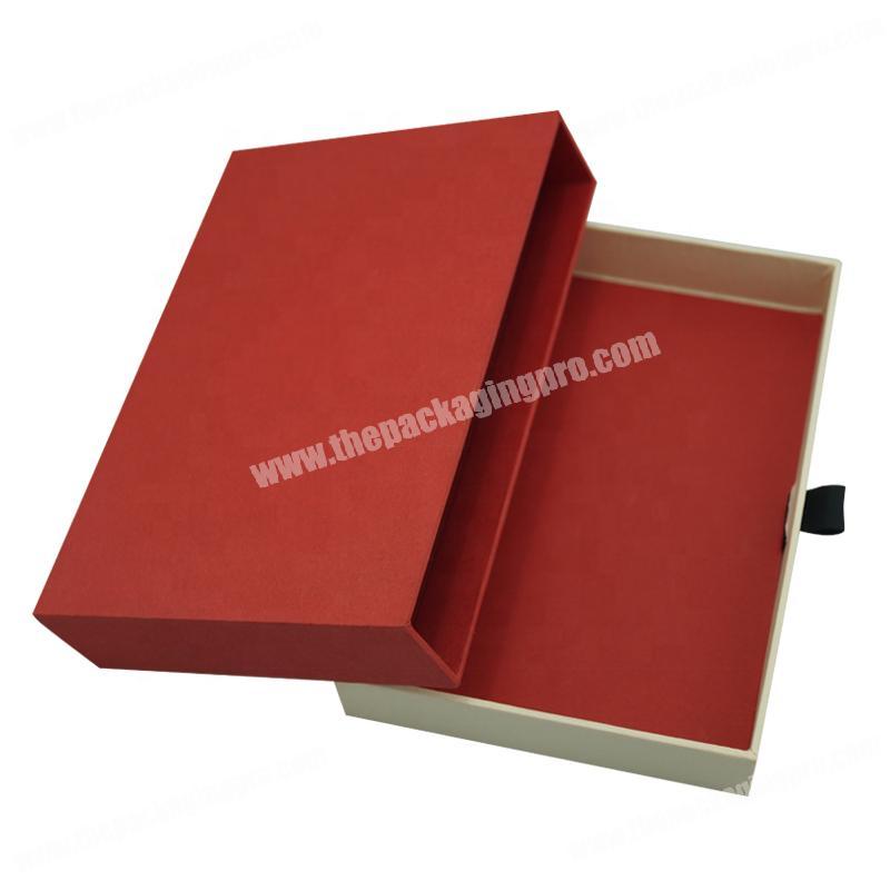 Custom Drawer Style Red Paper Kraft Paper Gift Box For Clothing