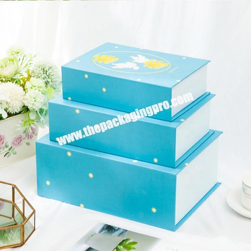 Custom Eco Friendly Clear Magnetic Foldable blue Small Wedding Paper box