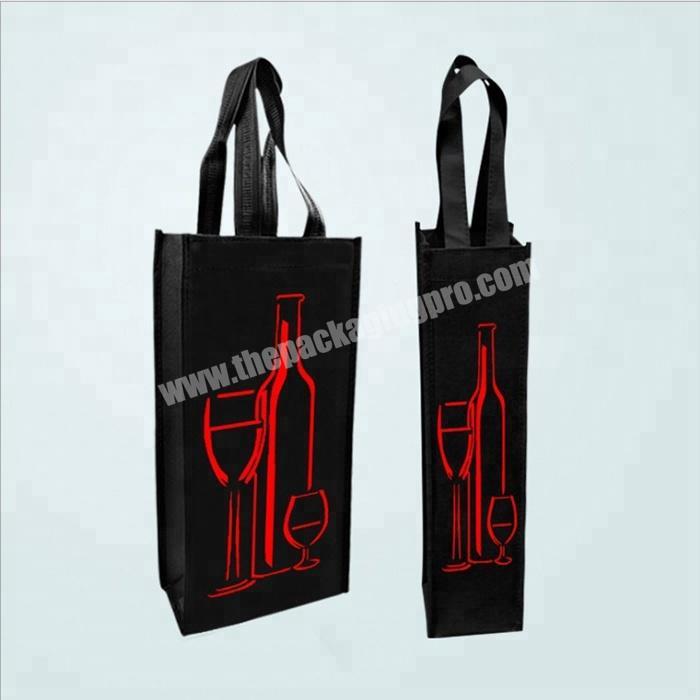 custom eco friendly heavy duty tote black non woven wine bag wholesale