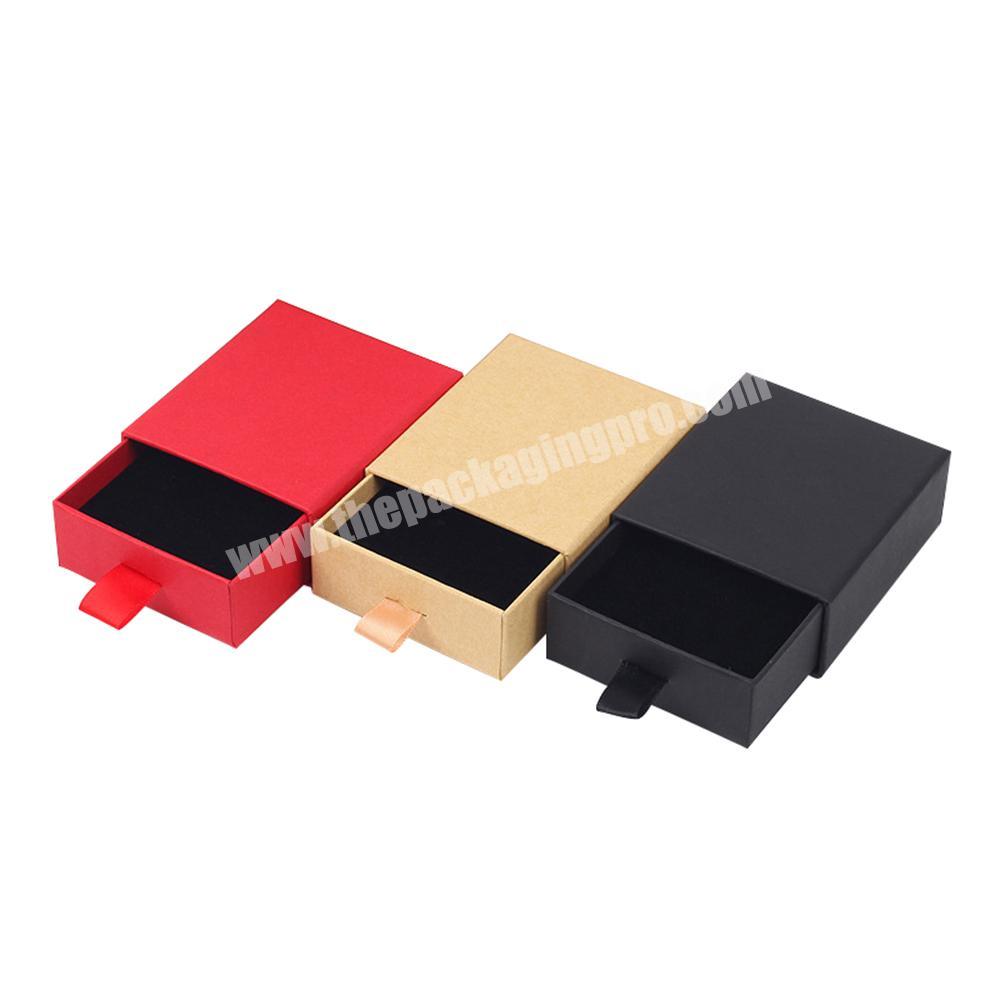 Custom eco-friendly kraft paper bento pull out cardboard foldable sliding cookie packaging drawer box with ribbon