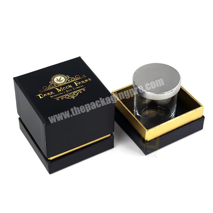 Custom Eco friendly Luxury Black Candle Packaging gifts Box With Gold Stamping Logo