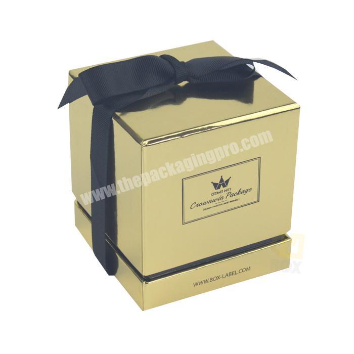 Custom Elegant Fashion Rigid Square Candle Jar Storage Box With Bow-tie Wholesale