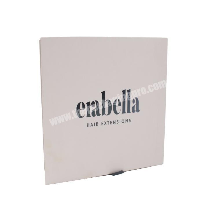 custom elegant pink folding paper with ribbon storage box for hair extensions packaging