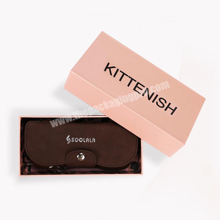 Custom Elegant Pink Lid and base Sunglass Box for Sunglasses Cardboard Reading glasses Case Recycle Packaging For Sunglasses