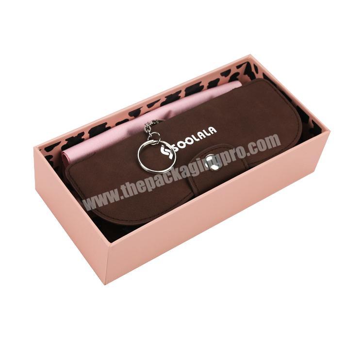 Manufacturer Custom Elegant Pink Lid and base Sunglass Box for Sunglasses Cardboard Reading glasses Case Recycle Packaging For Sunglasses