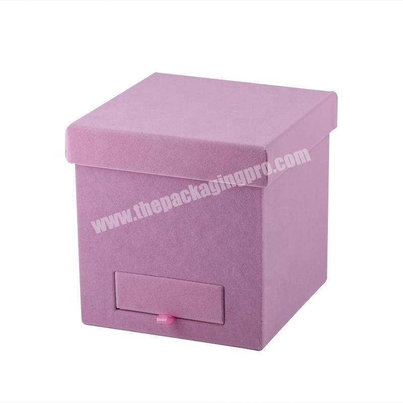 Custom Elegant Velvet Square Shape Flower Rose Packaging Gift Box With Lid