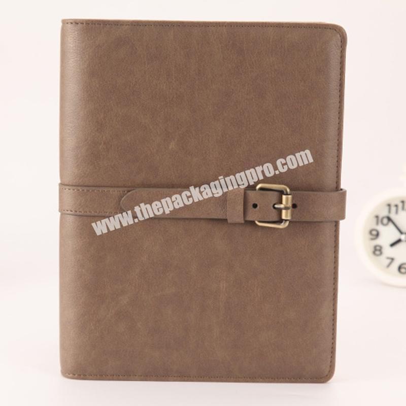 Custom Embossed A4 A5 B5 PU Leather Lined Notebook Diary With Ring Binder Luxury Office Business Refillable Notebooks Agenda
