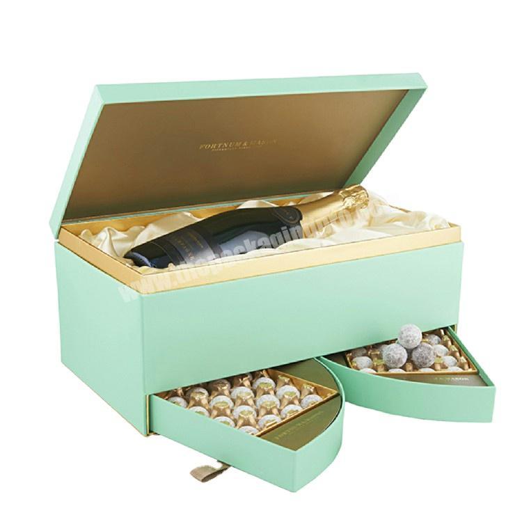 custom empty 2 layers magnum wine champagne packaging box with truffle drawer box