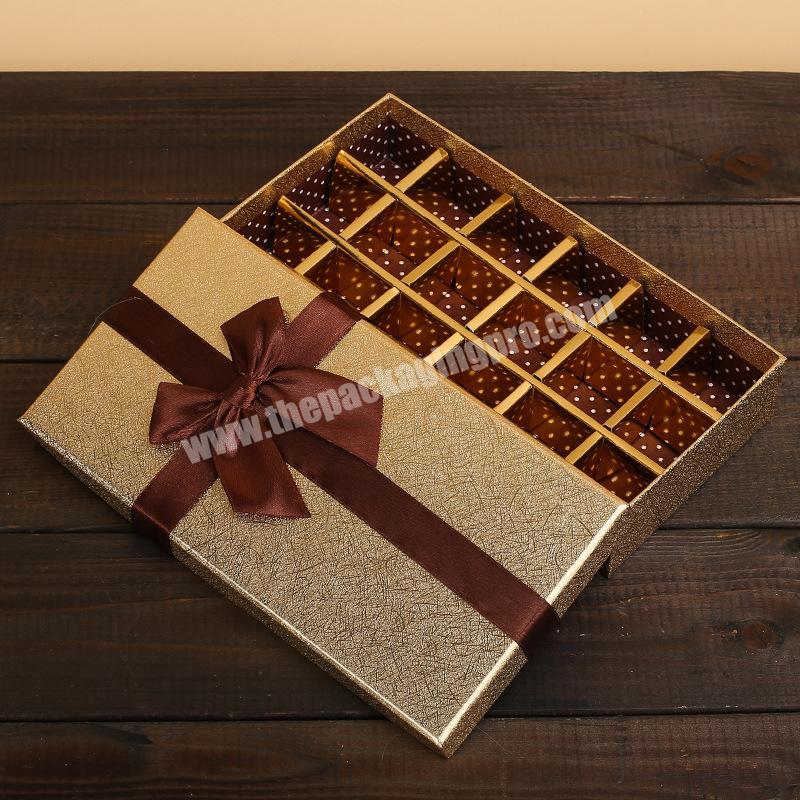Custom empty chocolate truffle boxes gift box packaging with ribbon in Guangzhou