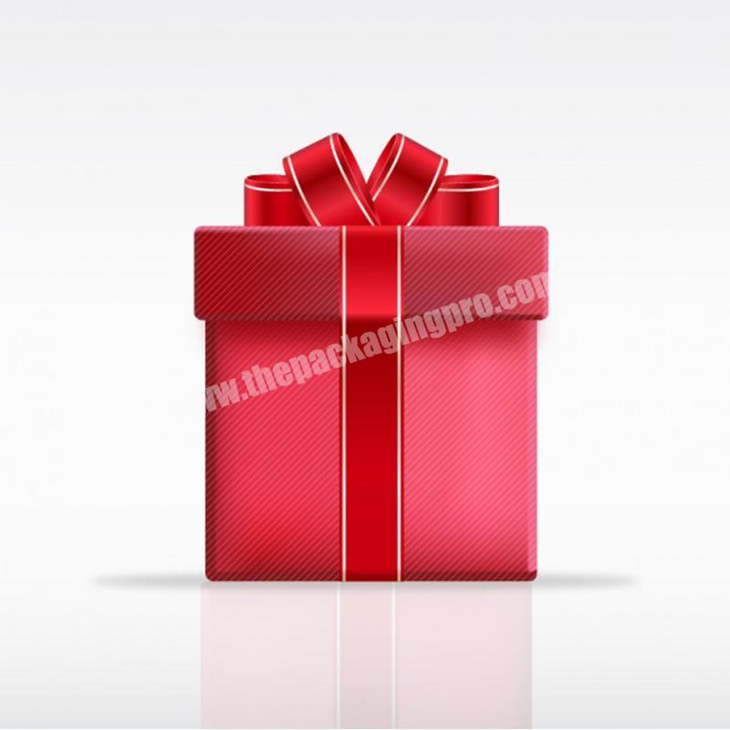 Custom empty christmas new year red packaging box with ribbon gift box packaging boite cadeau