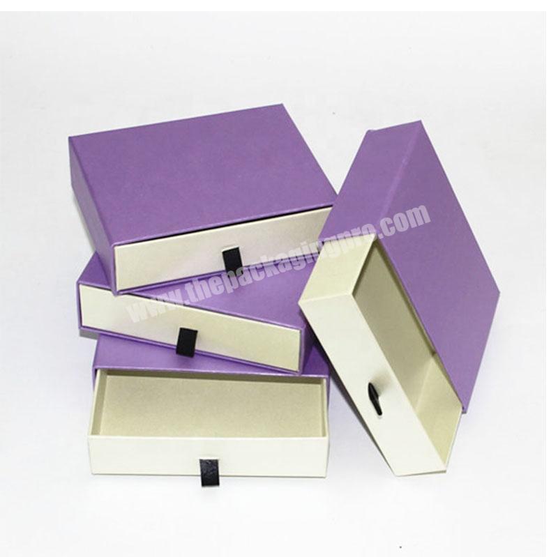 Custom Empty Handmade Luxury  Headband Necktie Gift Packaging Paper Cardboard Sliding Drawer Wallet Box