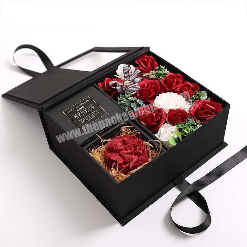 Custom empty magnetic rigid rose soap gift box roses boxes flower box packaging