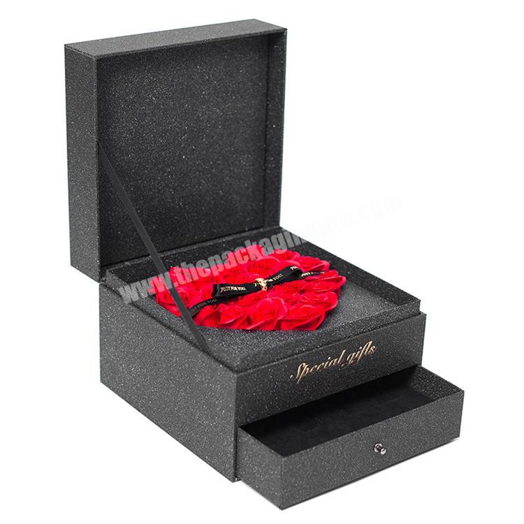 Custom eternal rose flower drawer luxury necklace jewelry gift box with logo design