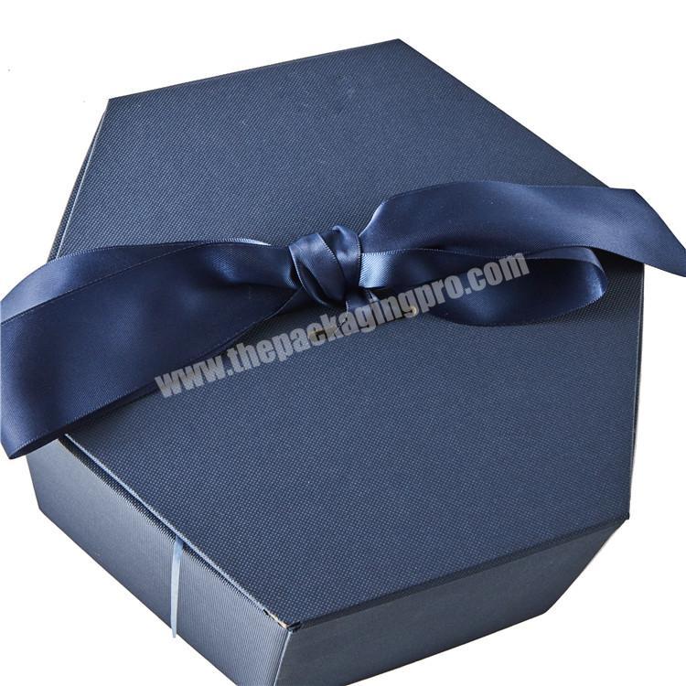 Custom Exquisite High-end Bowknot Gift Box Hexagon Chocolate Packaging Cardboard Box Flower Box