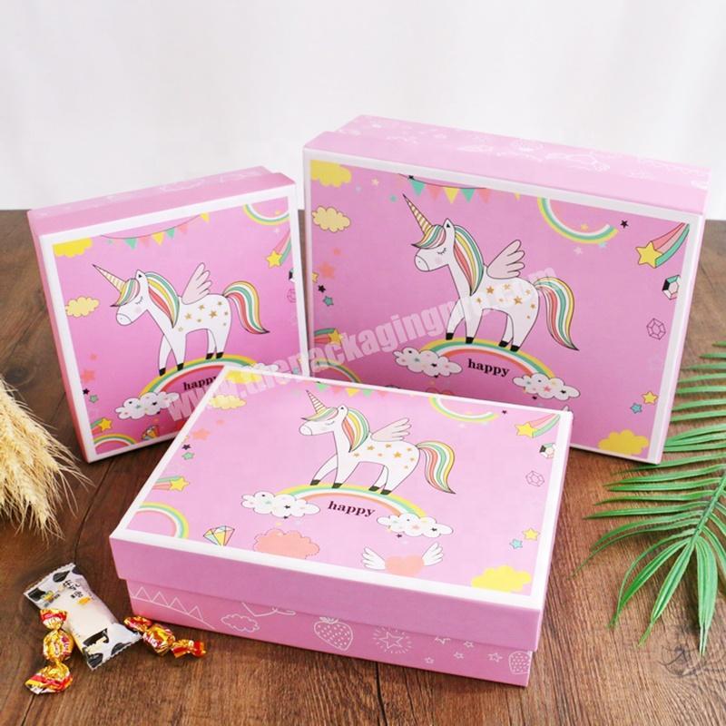 Custom Exquisite High Quality Pink Unicorn Hard Cardboard Gift Box