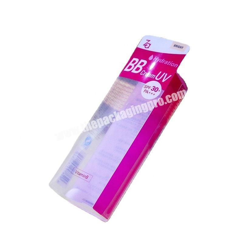 custom fashion design PVC PP PET clear plastic cosmetic box bb cream packaging box