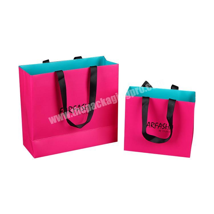 Custom Fashion Plum paper shopping bag customized logo printing paper gift bag handbag