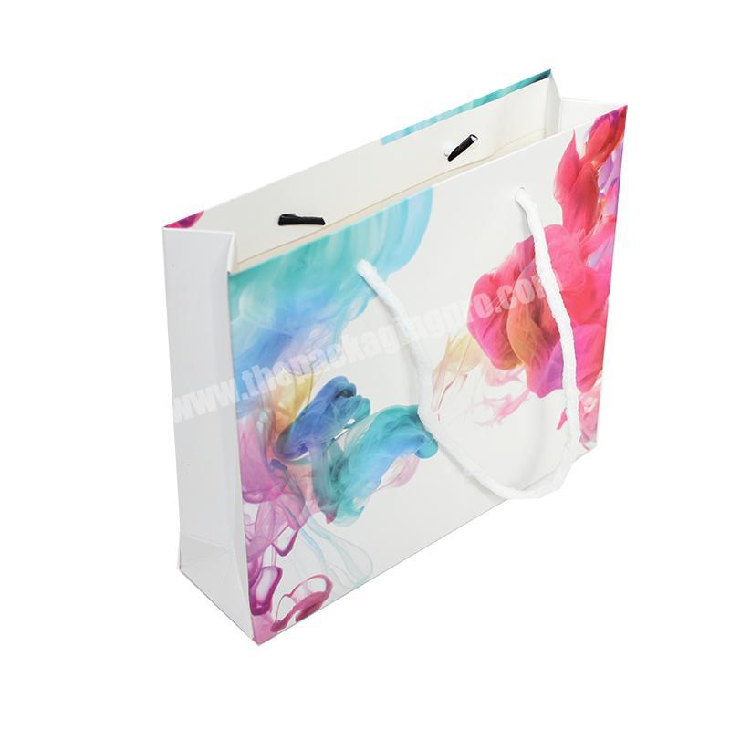 Custom Fashion Your Own Logo Print Cosmetics Luxury Gift Shopping Paper Bags With Button