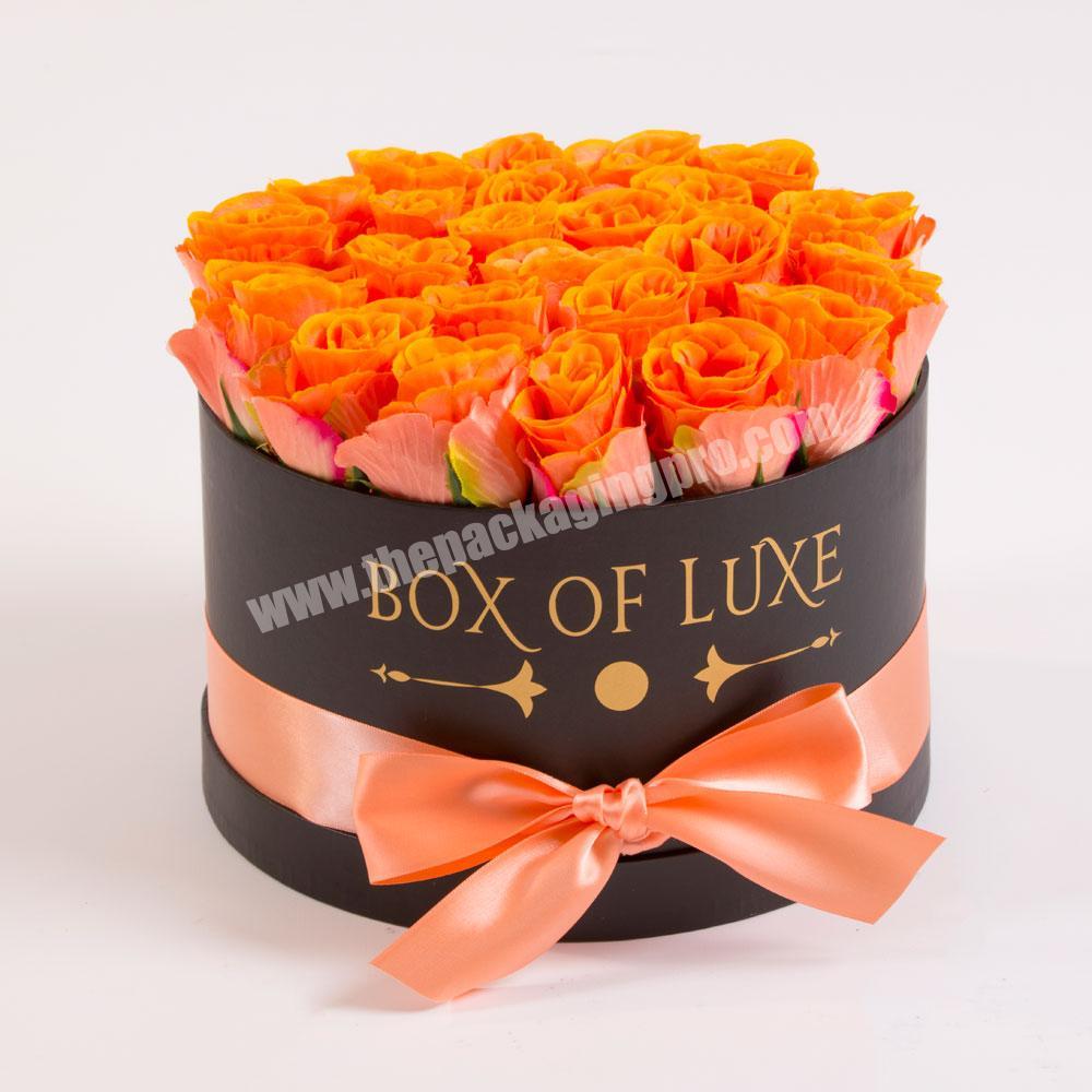 Custom fashionable cardboard paper rose box gift, wholesale luxury round cylinder hat box for flowers