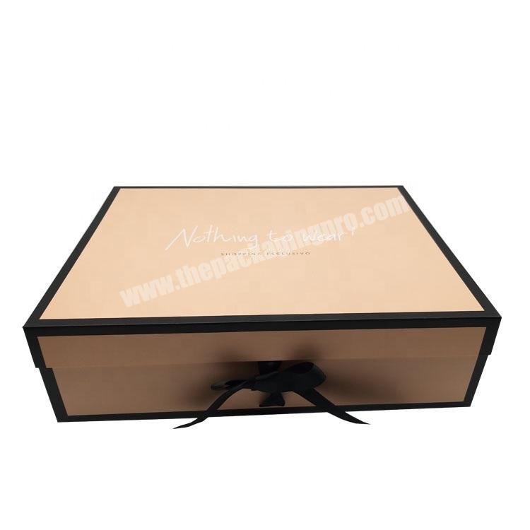 Custom Flat Folding Gift Packaging Paper Box With Ribbon Closure