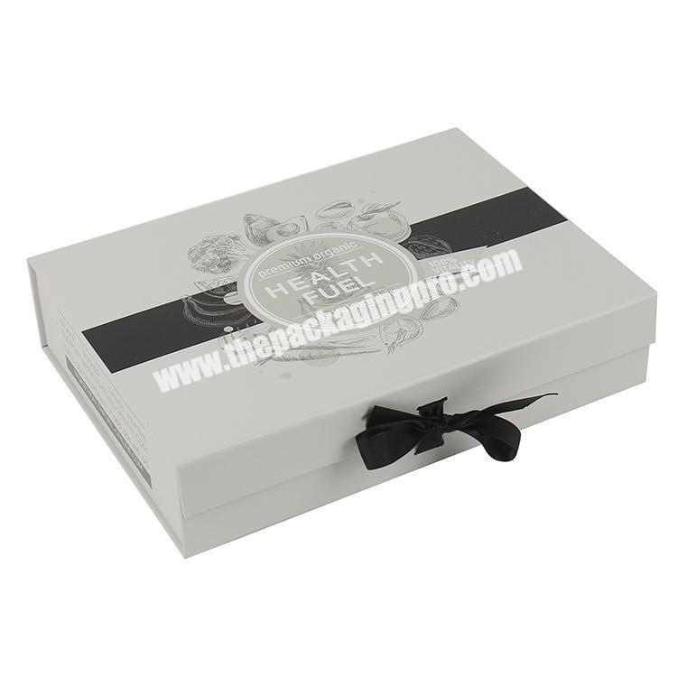 custom flat pack paperboard gift magnetic box ribbon
