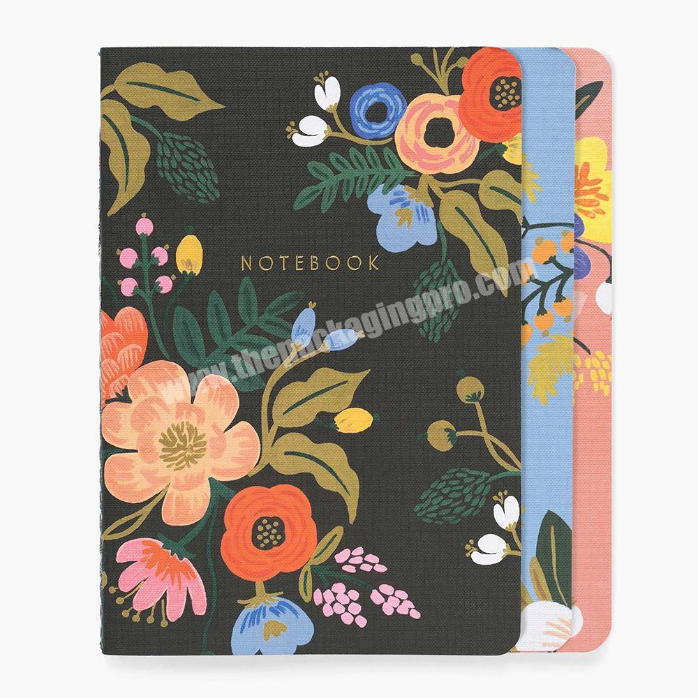 Custom Floral Printed Stitched Binding Lined Paper Journal Student Exercise Writing Notebook Set