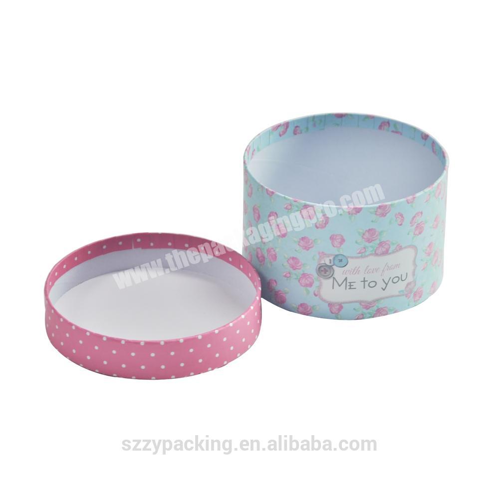 Custom Flower Pot Packing Ste-up Box Pink And Blue Printed Cylinder Shape
