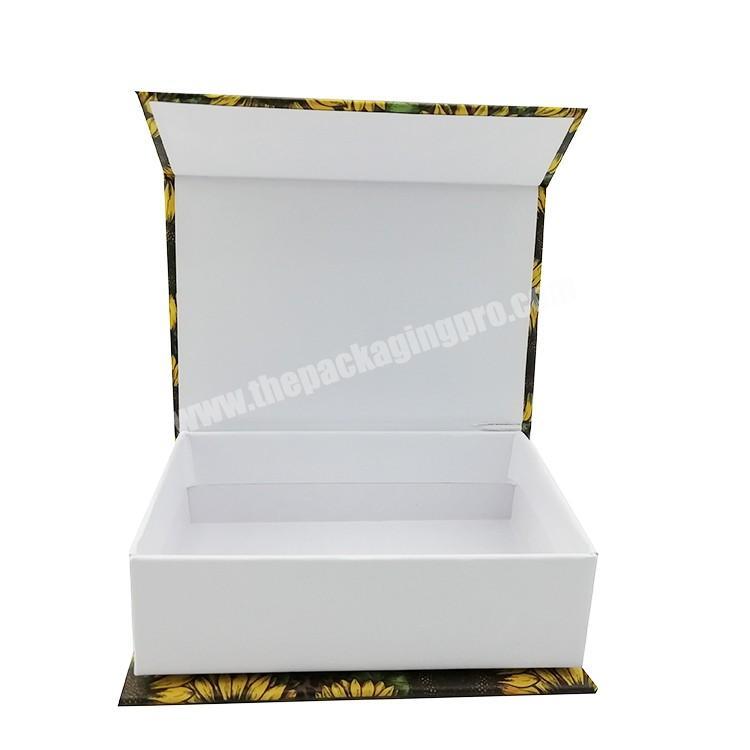 Custom Flower Printing Foldable Cardboard Packaging Clamshell Gift Box