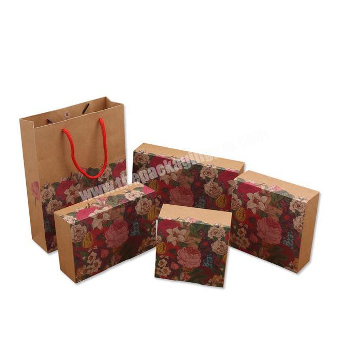 Custom Flowers kraft paper packaging box Vintage Floral Gift box For Wedding party cake cupcake