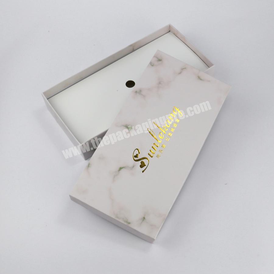 Custom Foil Logo Cardboard Paper Marble Packaging Gift Box With Lid