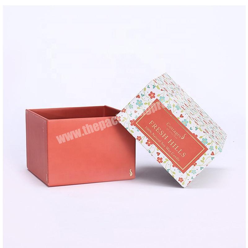 Custom Foil Stamping Logo 2 Piece Paper Cardboard Rigid Candle Jar Packaging Box With Lid And Base