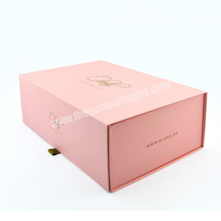 custom folding boxes pink magnetic closure gift book shape box