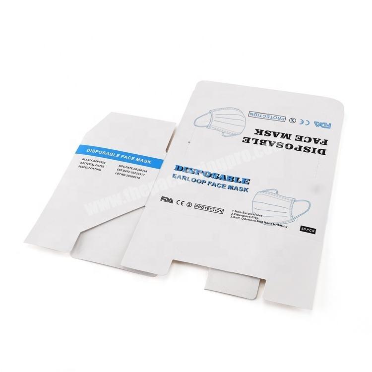 Custom folding cardboard paper packaging box for 50pcs face mask