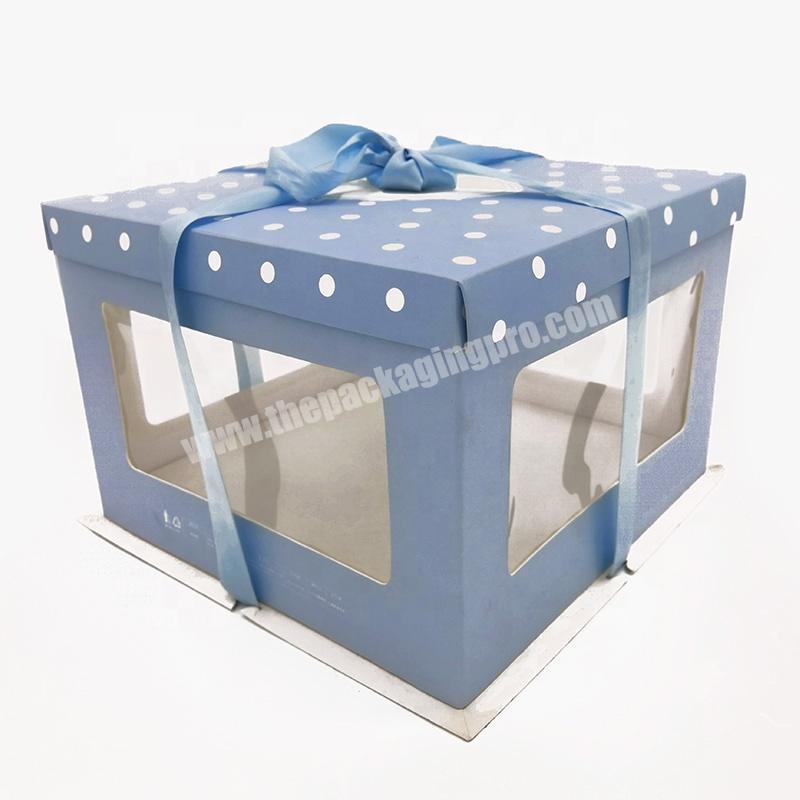 Custom Food Grade Clear Transparent Cake Gift Packaging Box With Ribbon