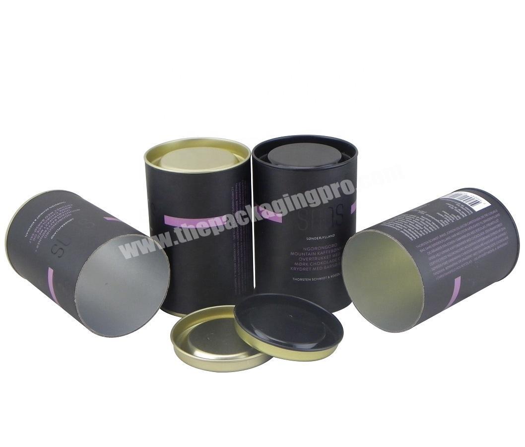 Custom Food Grade Recyclable Cylinder Chocolate Packaging Paper Cardboard Tube Box with Tin End