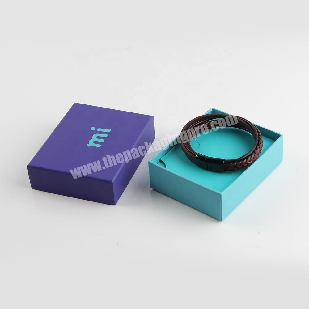 custom full color printing blue mini square packaging pandora jewelry packing box