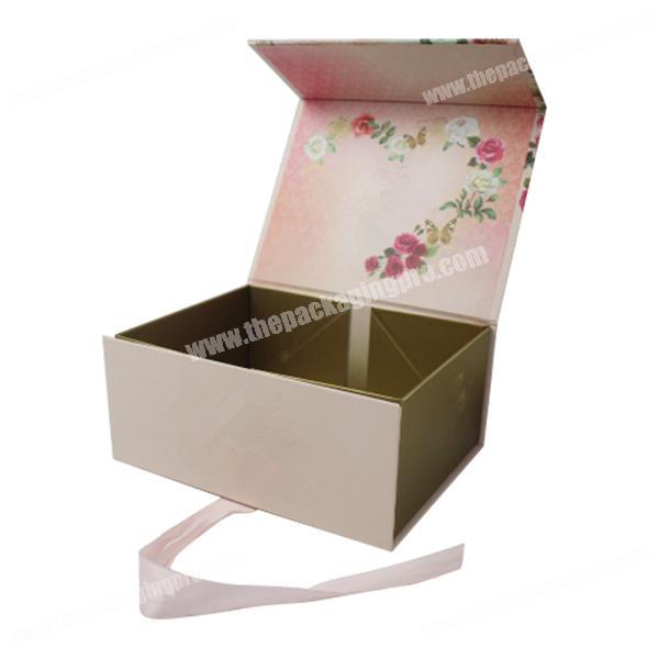 Custom Full Printing Gold Stamping Magnetic Book Shape Rigid Handmade Luxury Cosmetic Packaging Folding Box