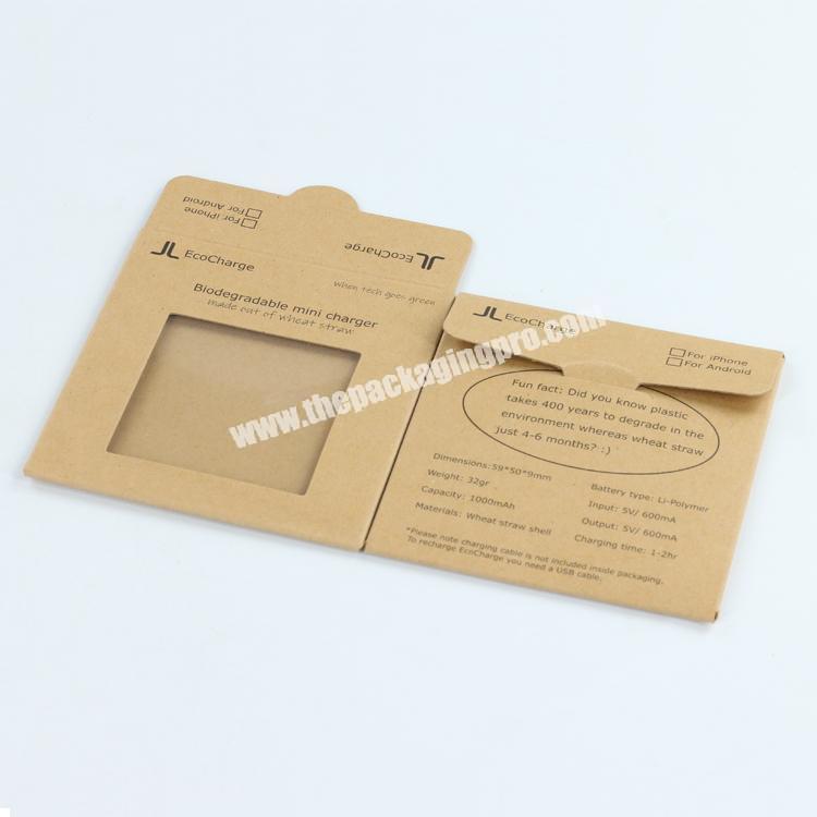 Custom gift card packaging kraft paper envelope bag for charger